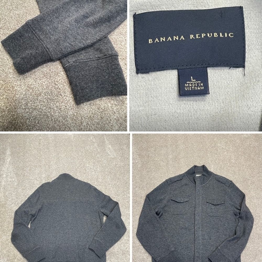 Banana Republic Mens Wool blend Full Zip Fleece Jacket sz large Grey
